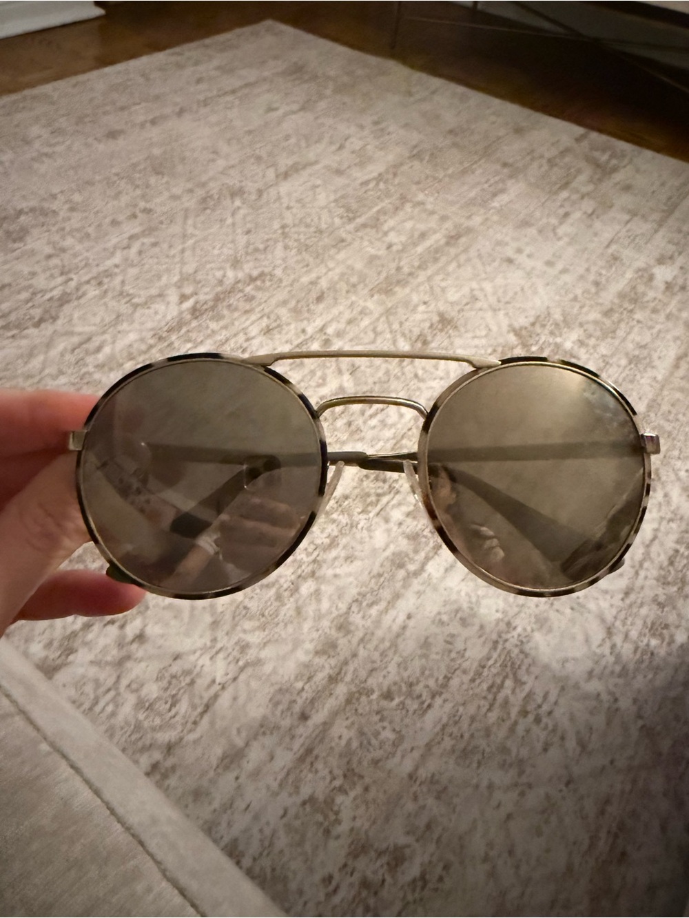 Prada Round Sunglasses SPR51S Tortoise Pale Gold